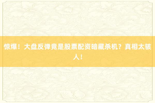惊爆！大盘反弹竟是股票配资暗藏杀机？真相太骇人！