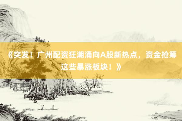 《突发!广州配资狂潮涌向A股新热点,资金抢筹这些暴涨板块!》