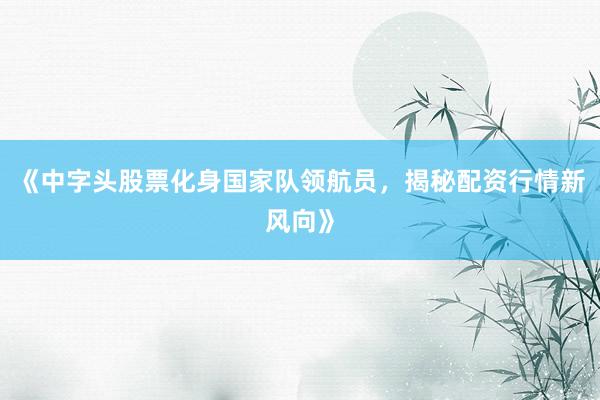 《中字头股票化身国家队领航员，揭秘配资行情新风向》