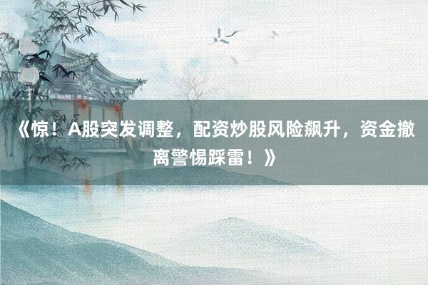 《惊！A股突发调整，配资炒股风险飙升，资金撤离警惕踩雷！》